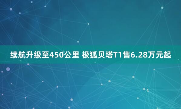 续航升级至450公里 极狐贝塔T1售6.28万元起