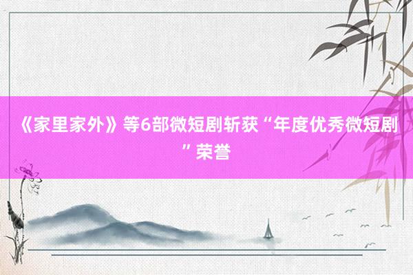 《家里家外》等6部微短剧斩获“年度优秀微短剧”荣誉