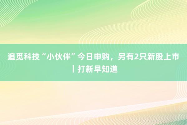 追觅科技“小伙伴”今日申购，另有2只新股上市丨打新早知道