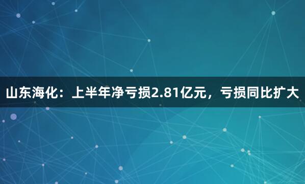 山东海化：上半年净亏损2.81亿元，亏损同比扩大