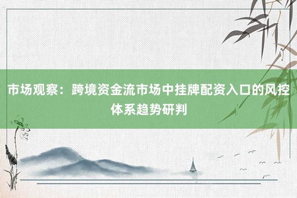 市场观察：跨境资金流市场中挂牌配资入口的风控体系趋势研判