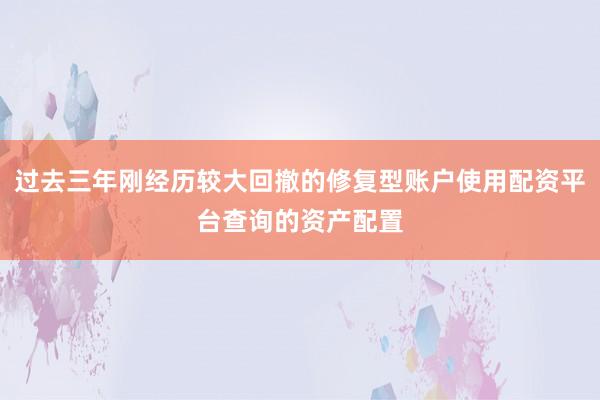 过去三年刚经历较大回撤的修复型账户使用配资平台查询的资产配置