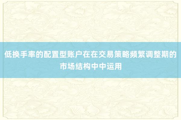 低换手率的配置型账户在在交易策略频繁调整期的市场结构中中运用