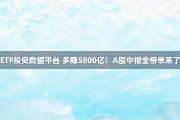 ETF投资数据平台 多赚5800亿！A股中报全榜单来了