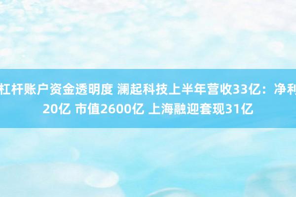 杠杆账户资金透明度 澜起科技上半年营收33亿：净利20亿 市值2600亿 上海融迎套现31亿