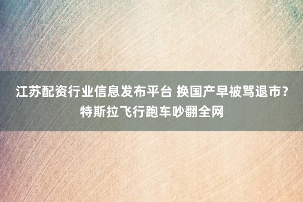 江苏配资行业信息发布平台 换国产早被骂退市?特斯拉飞行跑车吵翻全网